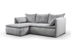 Canapé D'angle Convertible En Velours Côtelé Gris TEODORA De PASCAL MORABITO - Angle Gauche -Meubles Soldes Boutique canape 488035