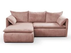 Canapé D'angle Convertible En Velours Côtelé Rose TEODORA De PASCAL MORABITO - Angle Gauche -Meubles Soldes Boutique canape 488057