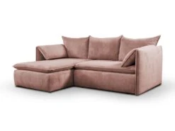 Canapé D'angle Convertible En Velours Côtelé Rose TEODORA De PASCAL MORABITO - Angle Gauche -Meubles Soldes Boutique canape 488059