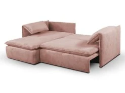 Canapé D'angle Convertible En Velours Côtelé Rose TEODORA De PASCAL MORABITO - Angle Gauche -Meubles Soldes Boutique canape 488065