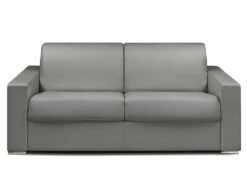 Canapé 3 Places Convertible Express En Simili CALITO - Gris - Couchage 140 Cm - Matelas 18 Cm