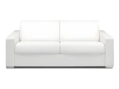 Canapé 4 Places Convertible Express En Simili CALITO - Blanc - Couchage Lattes Larges 160 Cm - Matelas 18 Cm Avec Mémoire De Forme DUNLOPILLO