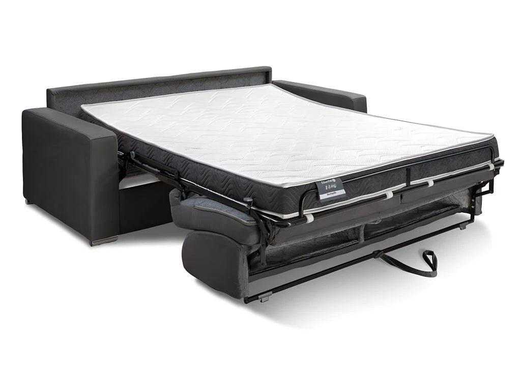 Canapé 2 Places Convertible Express En Tissu CALITO - Anthracite - Couchage Lattes Larges 120 Cm - Matelas 14 Cm Avec Mémoire De Forme DUNLOPILLO 4 Canapé 2 Places Convertible Express En Tissu CALITO - Anthracite - Couchage Lattes Larges 120 Cm - Matelas 14 Cm Avec Mémoire De Forme DUNLOPILLO – Image 2