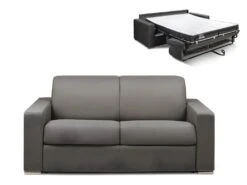 Canapé 2 Places Convertible Express En Tissu CALITO - Anthracite - Couchage Lattes Larges 120 Cm - Matelas 16 Cm Avec Mousse à Mémoire De Forme DUNLOPILLO