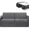 Canapé 4 Places Convertible Express En Velours CALITO - Anthracite - Couchage 160 Cm - Matelas 18 Cm Avec Mémoire De Forme DUNLOPILLO -Meubles Soldes Boutique canape 490639
