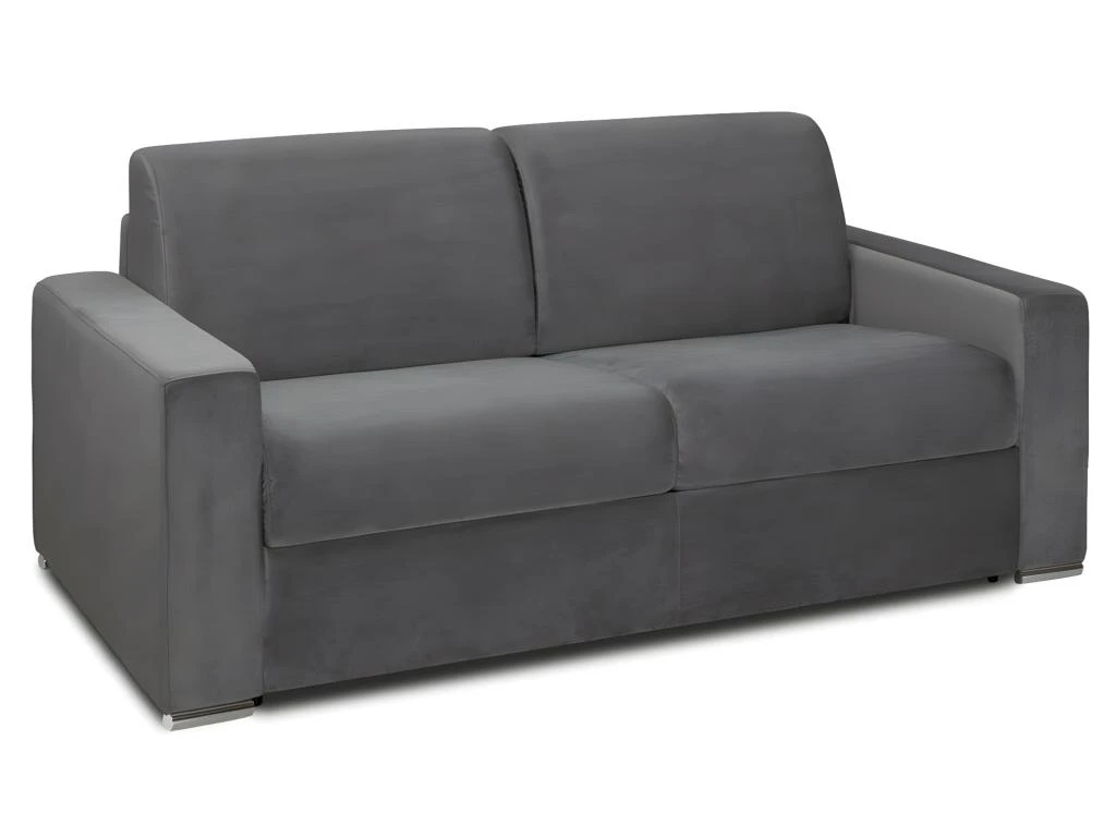 Canapé 3 Places Convertible Express En Velours CALITO - Anthracite - Couchage Lattes Larges 140 Cm - Matelas 16 Cm Avec Mousse à Mémoire De Forme DUNLOPILLO 6 Canapé 3 Places Convertible Express En Velours CALITO - Anthracite - Couchage Lattes Larges 140 Cm - Matelas 16 Cm Avec Mousse à Mémoire De Forme DUNLOPILLO – Image 4