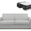 Canapé 4 Places Convertible Express En Tissu CALITO - Gris - Couchage 160 Cm - Matelas 22 Cm Avec Mémoire De Forme DUNLOPILLO -Meubles Soldes Boutique canape 491085
