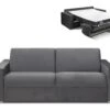 Canapé 4 Places Convertible Express En Velours CALITO -Anthracite - Couchage Lattes Larges 160 Cm - Matelas 16 Cm Avec Mousse à Mémoire De Forme DUNLOPILLO -Meubles Soldes Boutique canape 491125