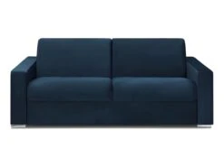 Canapé 4 Places Convertible Express En Velours CALITO - Bleu Nuit - Couchage Lattes Larges 160 Cm - Matelas 18 Cm Avec Mémoire De Forme DUNLOPILLO -Meubles Soldes Boutique canape 491177