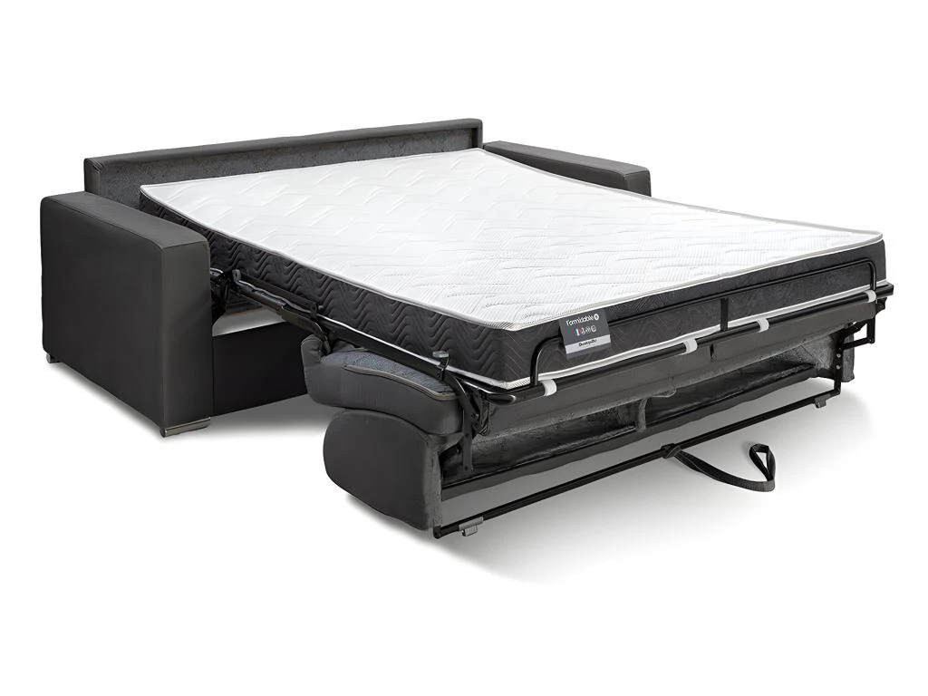 Canapé 3 Places Convertible Express En Velours CALITO - Anthracite - Couchage Lattes Larges 140 Cm - Matelas 16 Cm Avec Mousse à Mémoire De Forme DUNLOPILLO 4 Canapé 3 Places Convertible Express En Velours CALITO - Anthracite - Couchage Lattes Larges 140 Cm - Matelas 16 Cm Avec Mousse à Mémoire De Forme DUNLOPILLO – Image 2