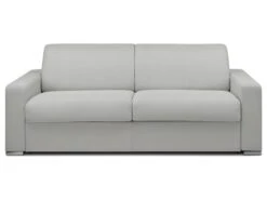 Canapé 4 Places Convertible Express En Tissu CALITO - Gris - Couchage Lattes Larges 160 Cm - Matelas 22 Cm Avec Mémoire De Forme DUNLOPILLO