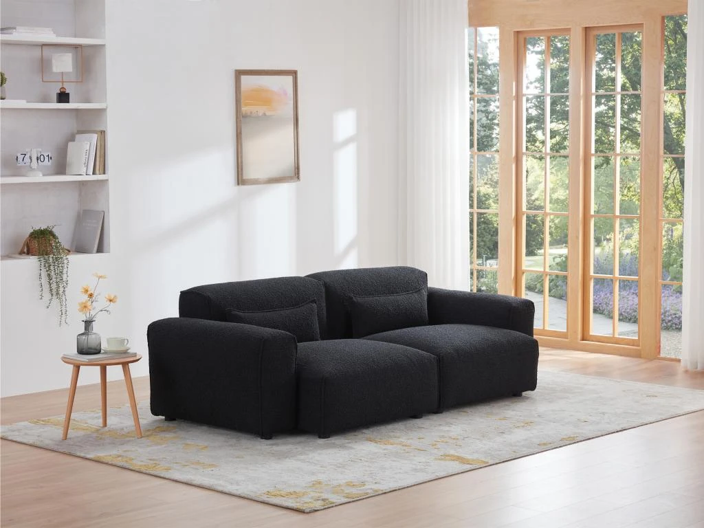 Canapé 3 Places En Tissu Sherpa Effet Peau De Mouton Noir MAGALI 3 Canapé 3 Places En Tissu Sherpa Effet Peau De Mouton Noir MAGALI