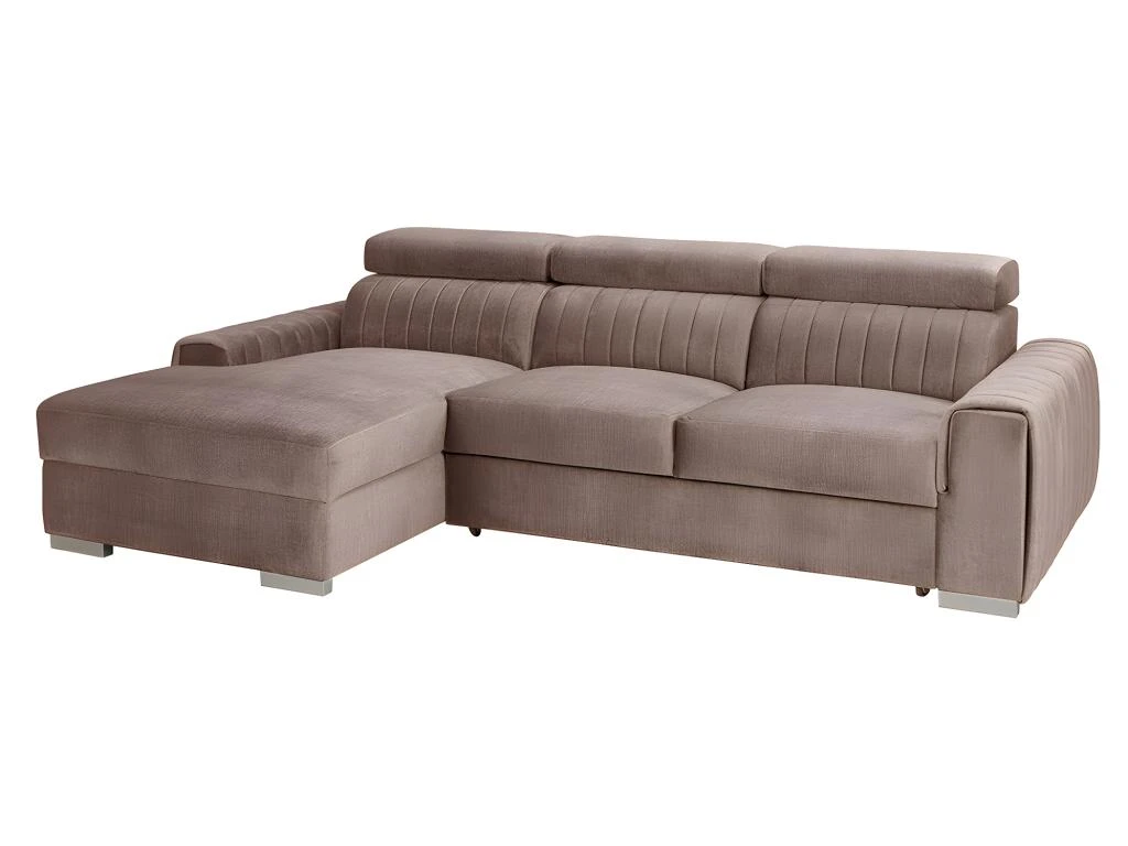 Canapé D'angle Gauche Convertible En Tissu Taupe LARICA De PASCAL MORABITO 4 Canapé D'angle Gauche Convertible En Tissu Taupe LARICA De PASCAL MORABITO – Image 2