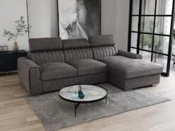 Canapé D'angle Droit Convertible En Tissu Gris Anthracite LARICA De PASCAL MORABITO -Meubles Soldes Boutique canape 492755