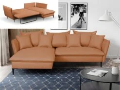 Canapé D'angle Convertible En Tissu Orange LAZARE De PASCAL MORABITO - Angle Gauche