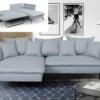 Canapé D'angle Convertible En Tissu Gris Bleuté LAZARE De PASCAL MORABITO - Angle Gauche -Meubles Soldes Boutique canape 493187