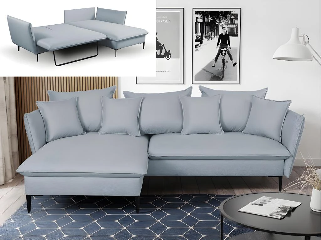 Canapé D'angle Convertible En Tissu Gris Bleuté LAZARE De PASCAL MORABITO - Angle Gauche 3 Canapé D'angle Convertible En Tissu Gris Bleuté LAZARE De PASCAL MORABITO - Angle Gauche