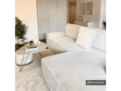 Canapé D'angle Convertible En Velours Côtelé Beige AMELIA De Pascal Morabito - Angle Droit -Meubles Soldes Boutique canape 4966771