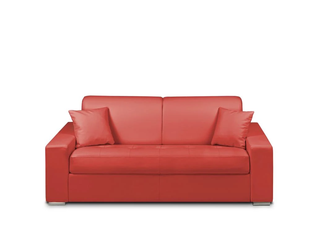 Canapé 3 Places Convertible Express En Simili EMIR - Rouge - Couchage à Lattes Larges 140 Cm - Matelas 18 Cm 4 Canapé 3 Places Convertible Express En Simili EMIR - Rouge - Couchage à Lattes Larges 140 Cm - Matelas 18 Cm – Image 2