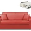 Canapé 3 Places Convertible Express En Simili EMIR - Rouge - Couchage à Lattes Larges 140 Cm - Matelas 18 Cm -Meubles Soldes Boutique canape 503095