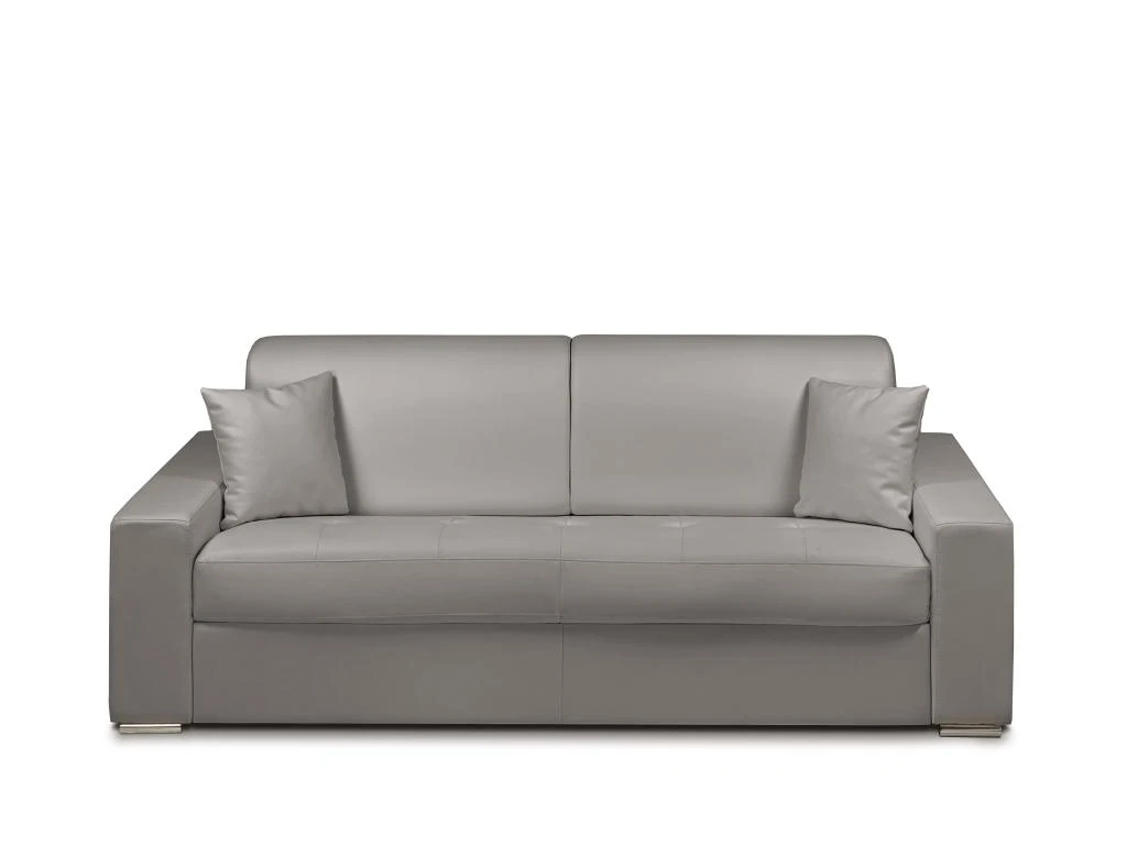 Canapé 4 Places Convertible Express En Simili EMIR - Gris - Couchage à Lattes Larges 160 Cm - Matelas 14 Cm 4 Canapé 4 Places Convertible Express En Simili EMIR - Gris - Couchage à Lattes Larges 160 Cm - Matelas 14 Cm – Image 2