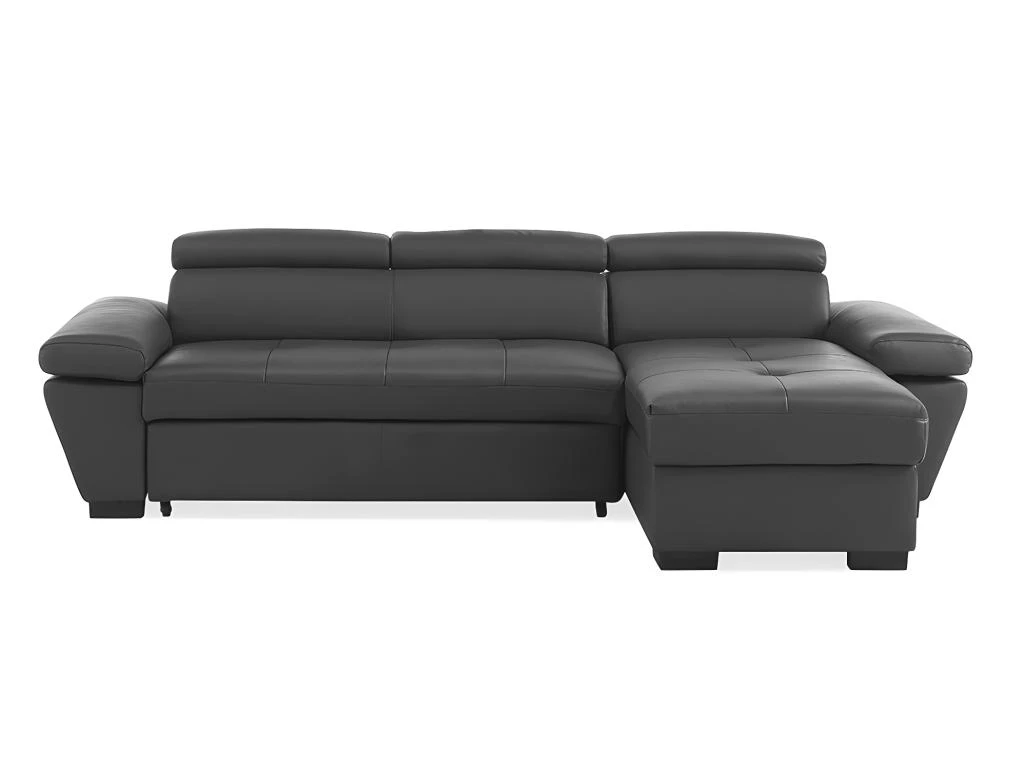 Canapé D'angle Convertible En Cuir JONOVA - Anthracite - Angle Droit 8 Canapé D'angle Convertible En Cuir JONOVA - Anthracite - Angle Droit – Image 6