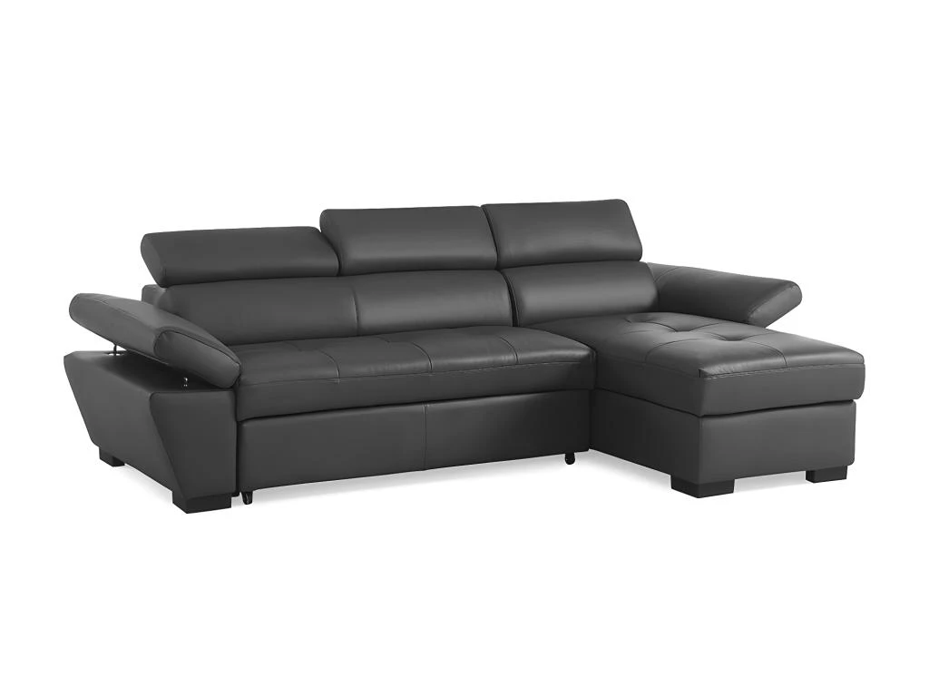 Canapé D'angle Convertible En Cuir JONOVA - Anthracite - Angle Droit 7 Canapé D'angle Convertible En Cuir JONOVA - Anthracite - Angle Droit – Image 5