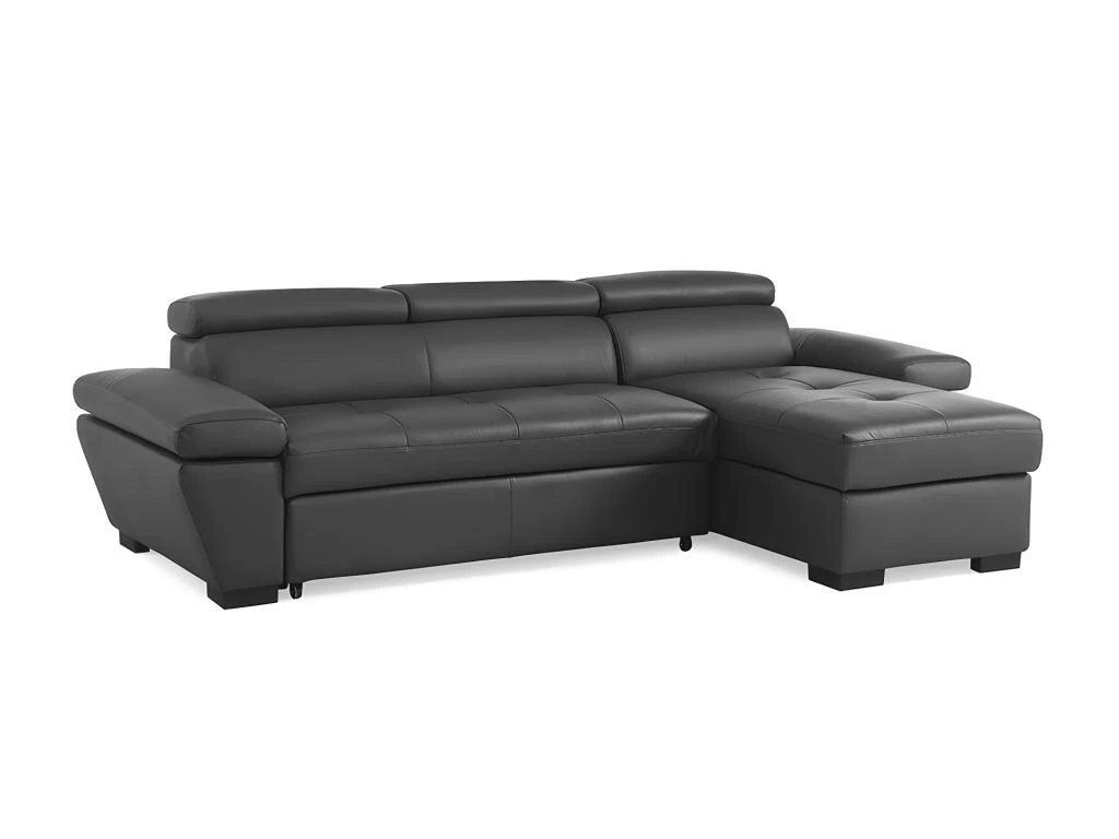 Canapé D'angle Convertible En Cuir JONOVA - Anthracite - Angle Droit 4 Canapé D'angle Convertible En Cuir JONOVA - Anthracite - Angle Droit – Image 2