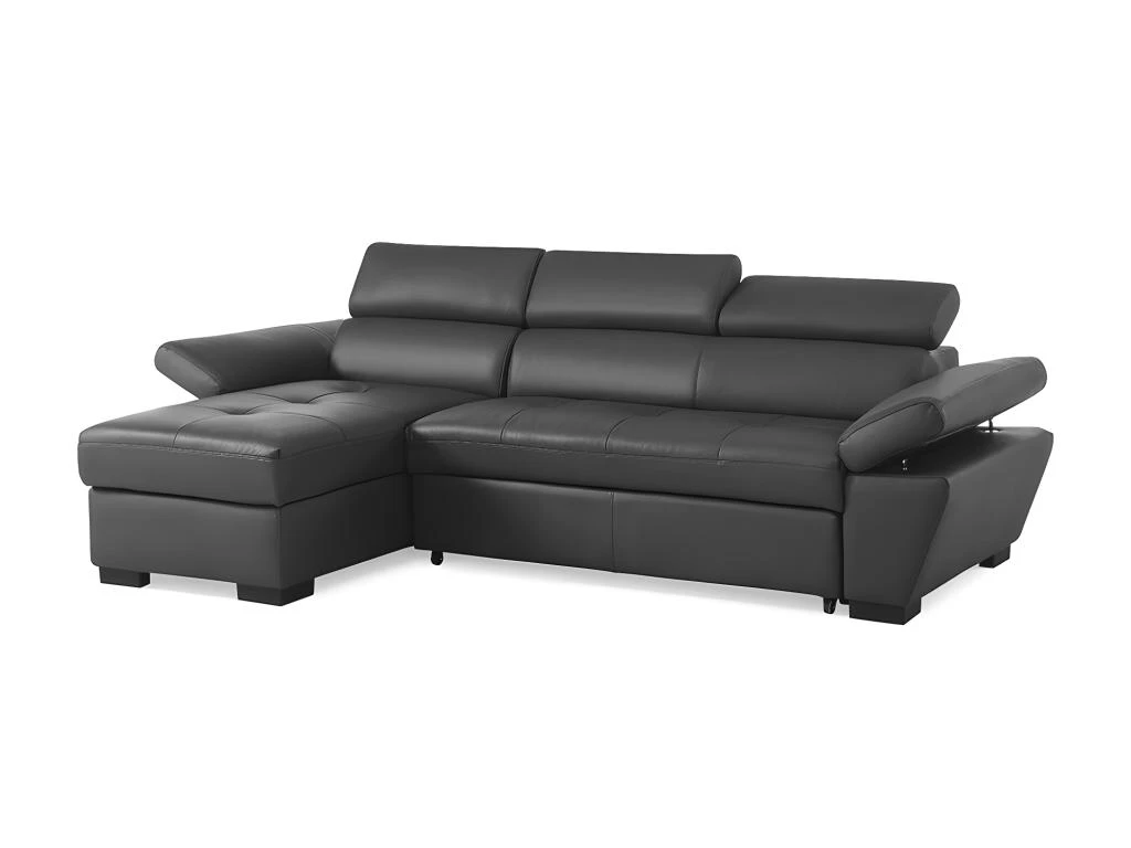 Canapé D'angle Convertible En Cuir JONOVA - Anthracite - Angle Gauche 8 Canapé D'angle Convertible En Cuir JONOVA - Anthracite - Angle Gauche – Image 6