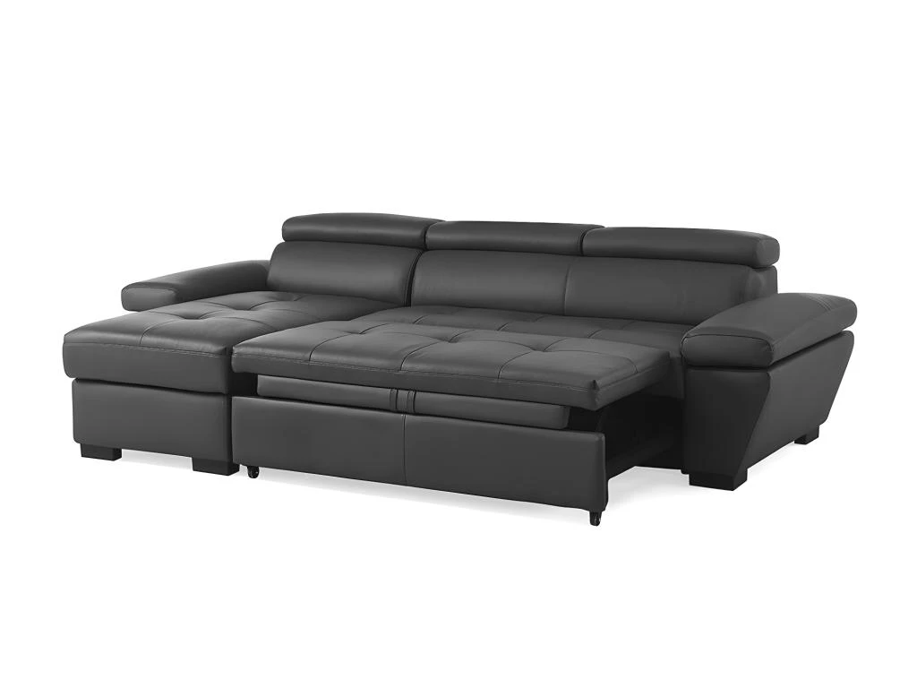 Canapé D'angle Convertible En Cuir JONOVA - Anthracite - Angle Gauche 6 Canapé D'angle Convertible En Cuir JONOVA - Anthracite - Angle Gauche – Image 4