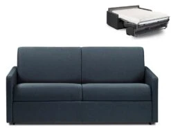 Canapé 3 Places Convertible Express En Tissu CALIFE - Bleu Foncé - Couchage à Lattes Larges 140 Cm - Matelas 18 Cm -Meubles Soldes Boutique canape 503609