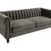Canapé Chesterfield 3 Places En Velours TRUMBO - Gris -Meubles Soldes Boutique canape 713939