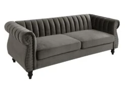 Canapé Chesterfield 3 Places En Velours TRUMBO - Gris