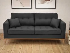 Canapé 3 Places En Tissu Anthracite KENZA