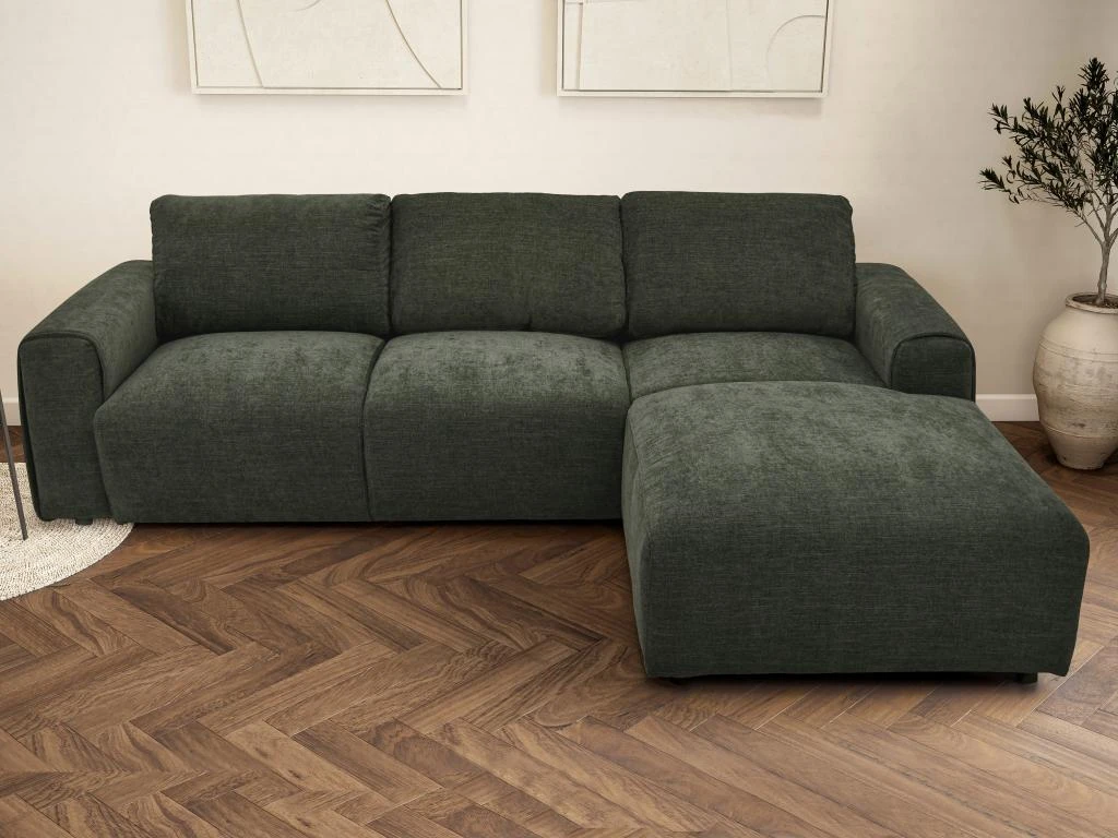 Canapé D'angle Droit En Tissu Vert Sapin GLADYS 3 Canapé D'angle Droit En Tissu Vert Sapin GLADYS