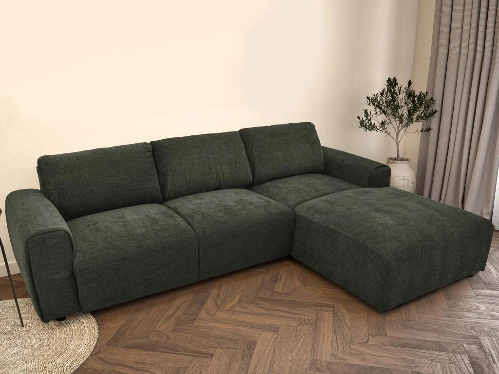 Canapé D'angle Droit En Tissu Vert Sapin GLADYS 4 Canapé D'angle Droit En Tissu Vert Sapin GLADYS – Image 2