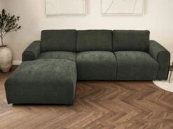 Canapé D'angle Gauche En Tissu Vert Sapin GLADYS