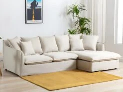 Canapé D'angle Droit En Tissu Beige DOROTY