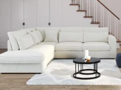 Grand Canapé D'angle Gauche En Velours Côtelé Crème MONDOVI -Meubles Soldes Boutique canape 8736707