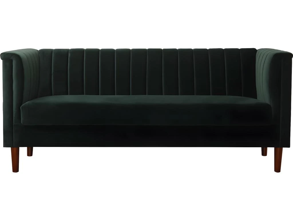 Canapé Fixe En Velours "Ellison" - 196 X 76 X 82 Cm - 3 Places - Vert Foncé 5 Canapé Fixe En Velours "Ellison" - 196 X 76 X 82 Cm - 3 Places - Vert Foncé – Image 3