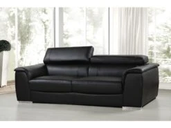 Canapé Fixe En Cuir Reconstitué Et PVC "Bari" - 210 X 96 X 72 Cm - 3 Places - Noir