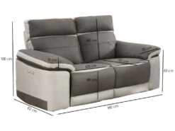 Canapé Relaxation 2 Places Motorisé En Tissu Bicolore Taupe - CLARA -Meubles Soldes Boutique canape 8914593