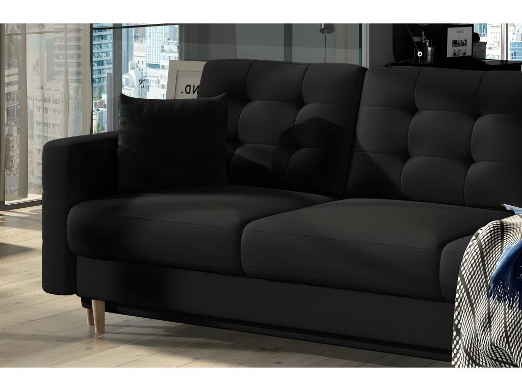 Canapé 3 Places Convertible - En Tissu De Qualité Noir, ASVENA 4 Canapé 3 Places Convertible - En Tissu De Qualité Noir, ASVENA – Image 2