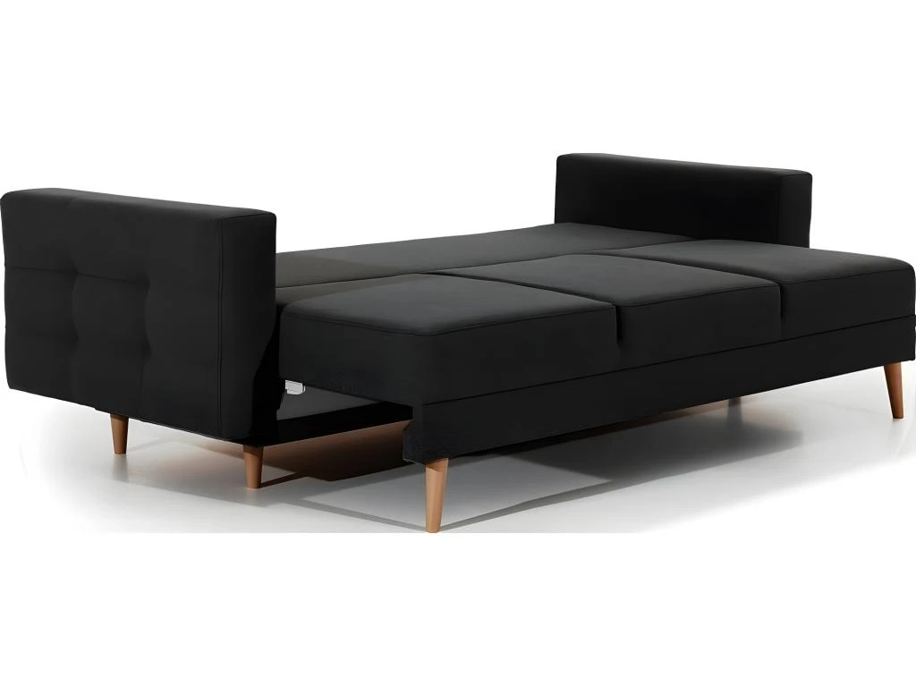 Canapé 3 Places Convertible - En Tissu De Qualité Noir, ASVENA 5 Canapé 3 Places Convertible - En Tissu De Qualité Noir, ASVENA – Image 3