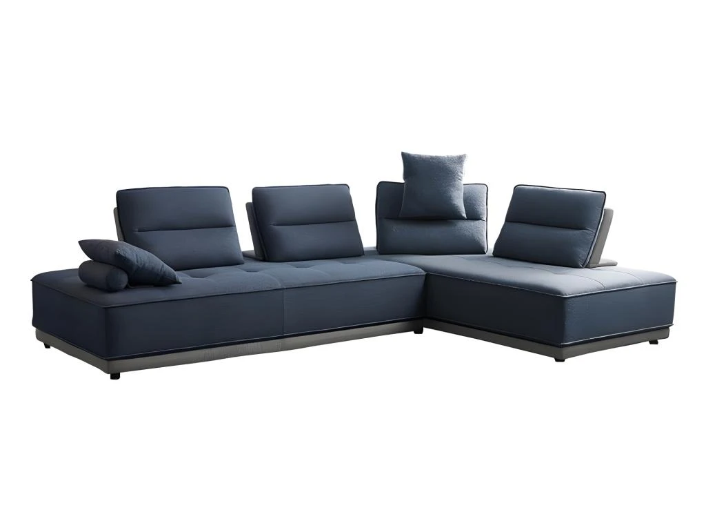 Canapé D'angle Réversible Et Modulable Tissu Bleu - LOUNGE 4 Canapé D'angle Réversible Et Modulable Tissu Bleu - LOUNGE – Image 2
