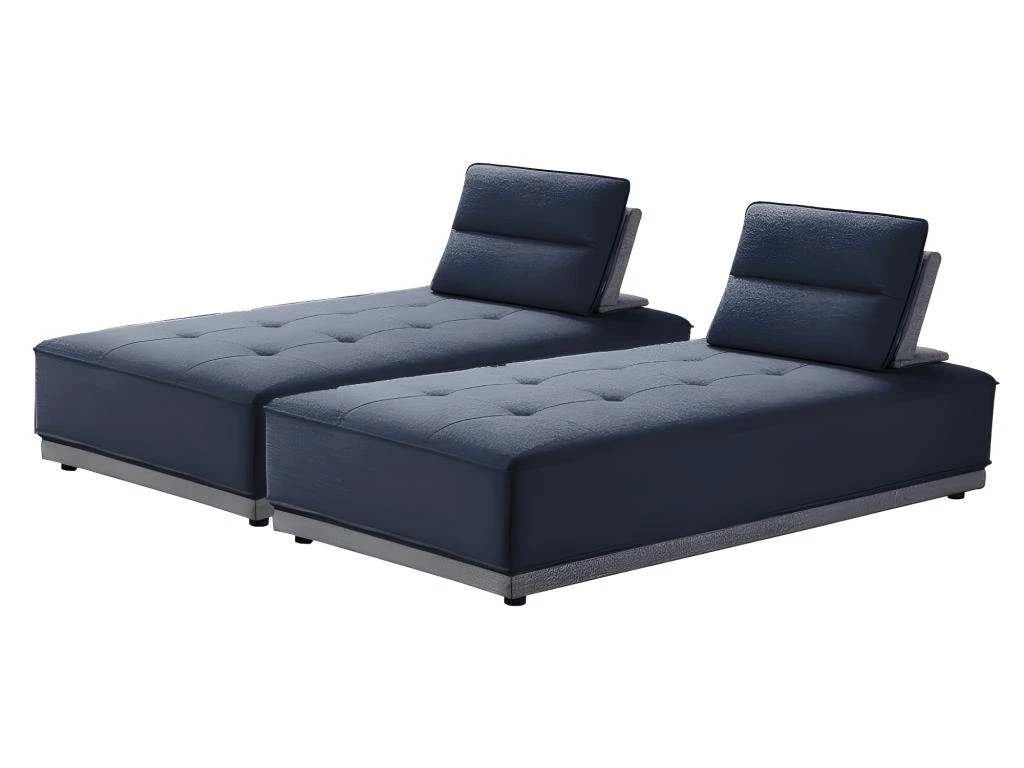 Canapé D'angle Réversible Et Modulable Tissu Bleu - LOUNGE 5 Canapé D'angle Réversible Et Modulable Tissu Bleu - LOUNGE – Image 3