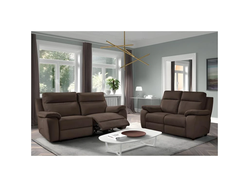 VIGO - Canapé Fixe 2 Places Tissu Marron 5 VIGO - Canapé Fixe 2 Places Tissu Marron – Image 3