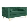 Canapé 2 Places Edward Velours Vert Pieds Doré -Meubles Soldes Boutique canape 9169623