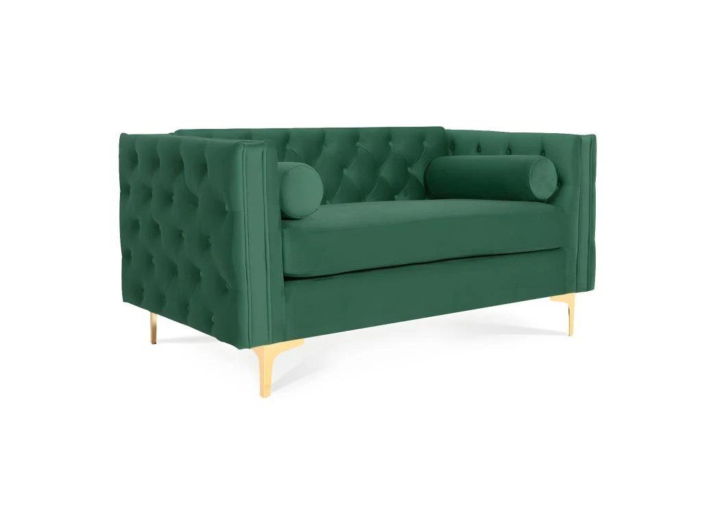 Canapé 2 Places Edward Velours Vert Pieds Doré 3 Canapé 2 Places Edward Velours Vert Pieds Doré
