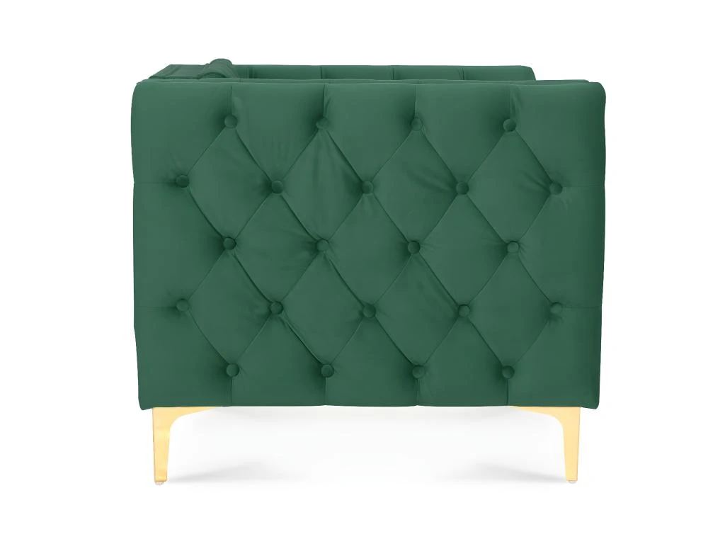 Canapé 2 Places Edward Velours Vert Pieds Doré 6 Canapé 2 Places Edward Velours Vert Pieds Doré – Image 4